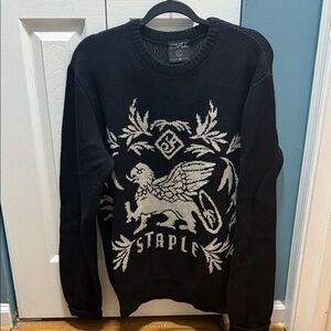 Staple NEW never worn Black Crewneck Sweater with White Design